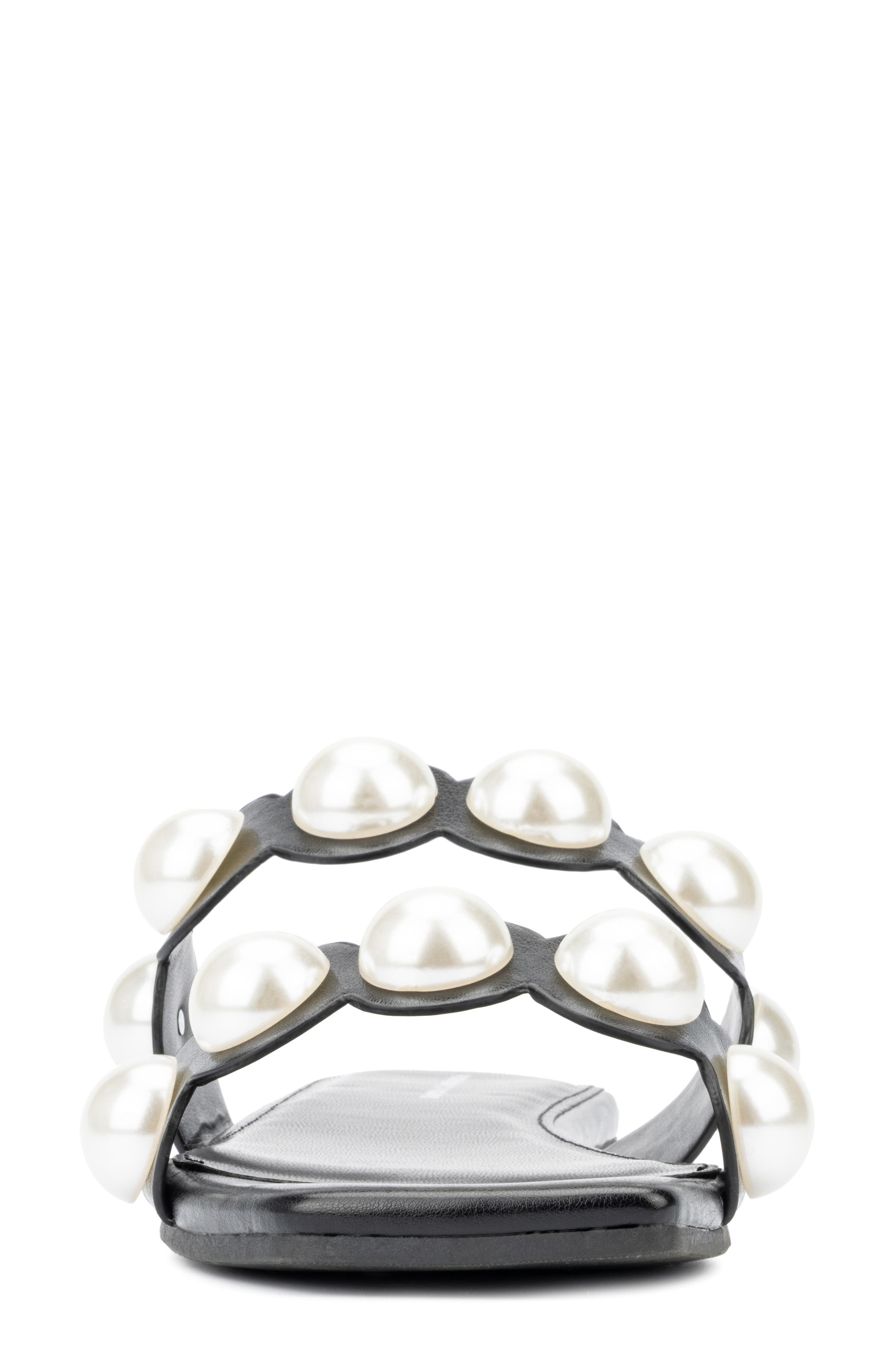 Fashion to Figure Sage Faux Pearl Studded Slide Sandal - Wide Width, Alternate, color, 