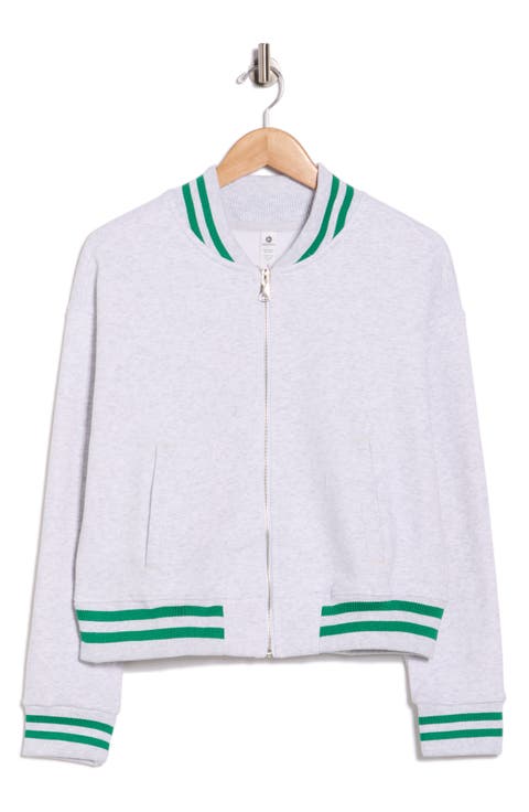 Silicone Varsity Stripe Fleece Zip Jacket