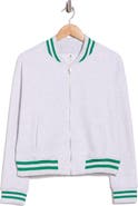 90 DEGREE BY REFLEX Silicone Varsity Stripe Fleece Zip Jacket