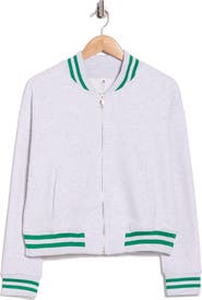 90 DEGREE BY REFLEX Silicone Varsity Stripe Fleece Zip Jacket