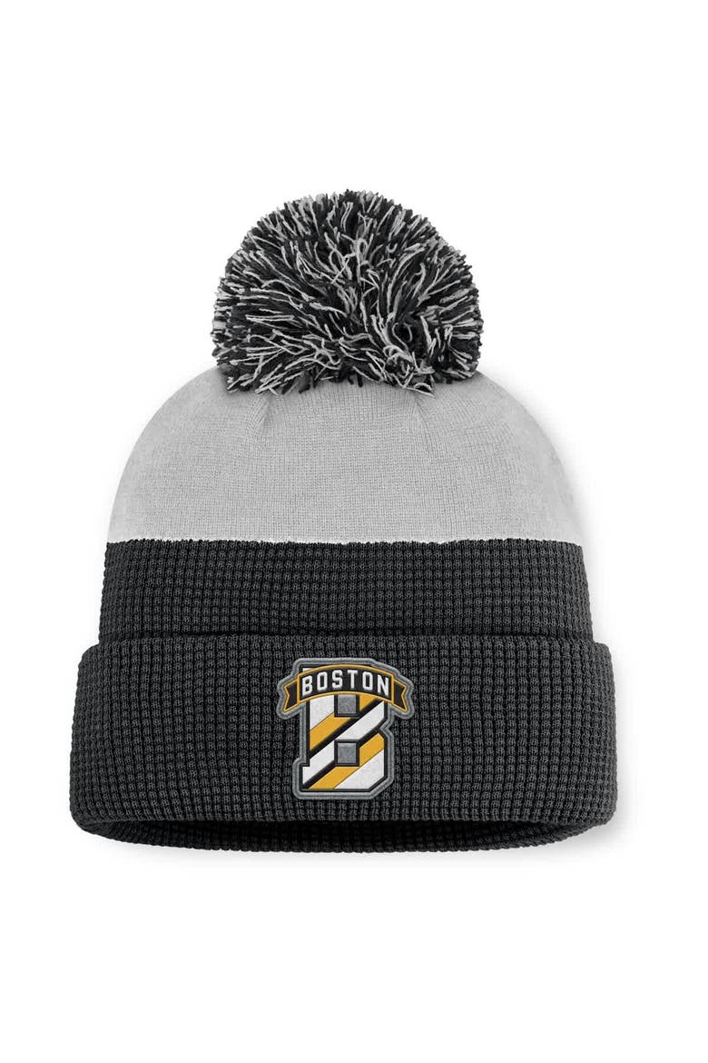 Men's Fanatics Black/Gray Boston Bruins Authentic Pro Home Ice Cuffed Knit Hat with Pom, Main, color, Black
