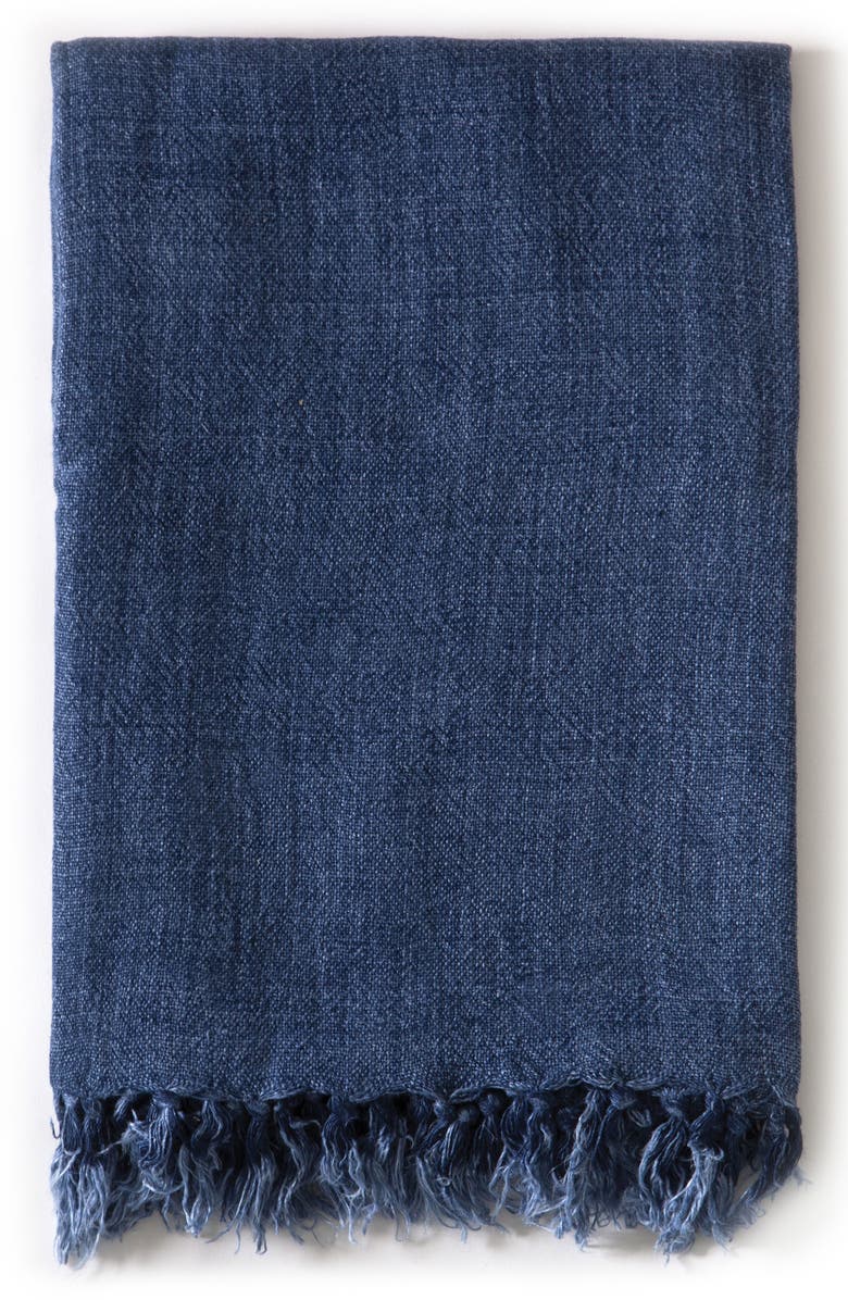 Pom Pom at Home Montauk Throw Blanket, Main, color, Indigo