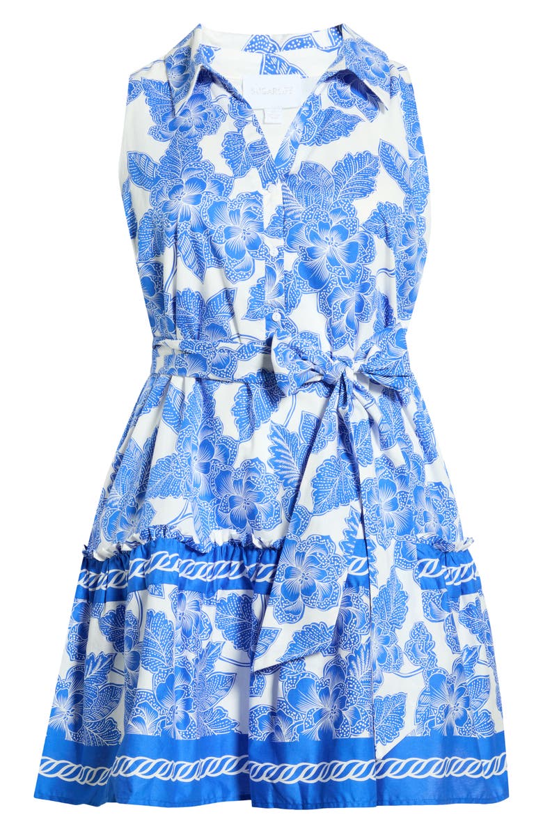 SUGARLIPS Rency Floral Zady Sleeveless Dress, Alternate, color, White-Blue