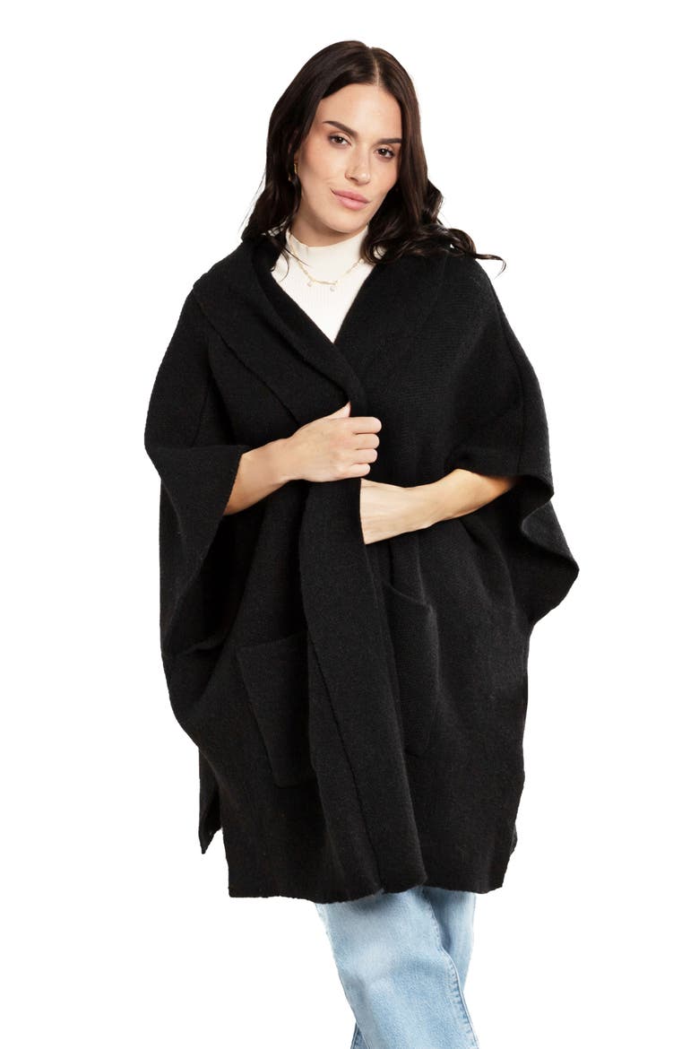 Oversize Hooded Topper, Alternate, color, BLACK