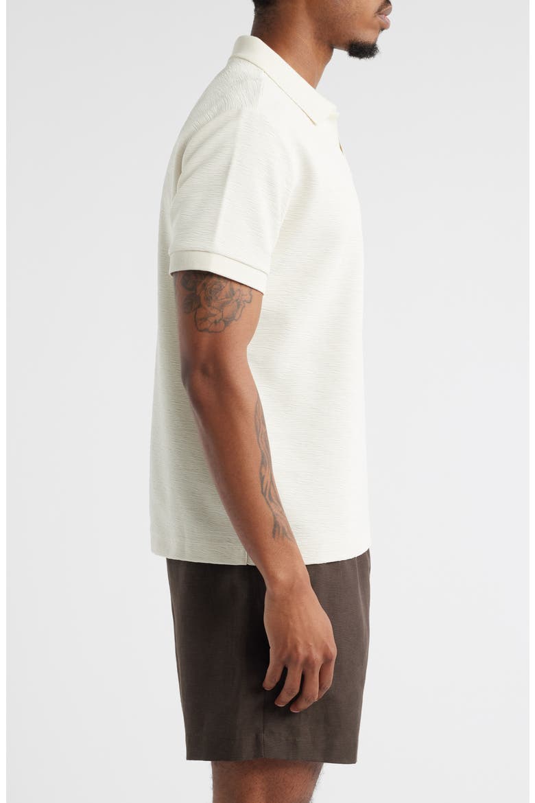 Wave Texture Johnny Collar Polo, Alternate, color, IVORY DOVE