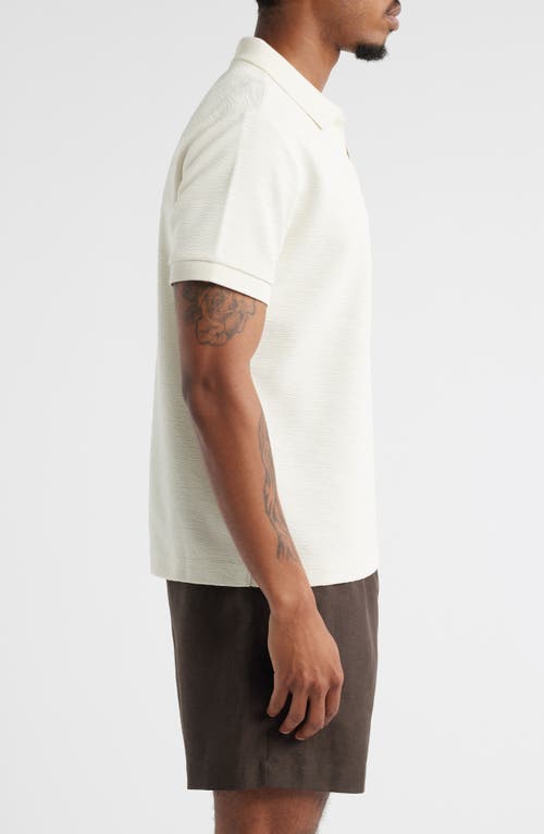 Open Edit Wave Texture Johnny Collar Polo In White
