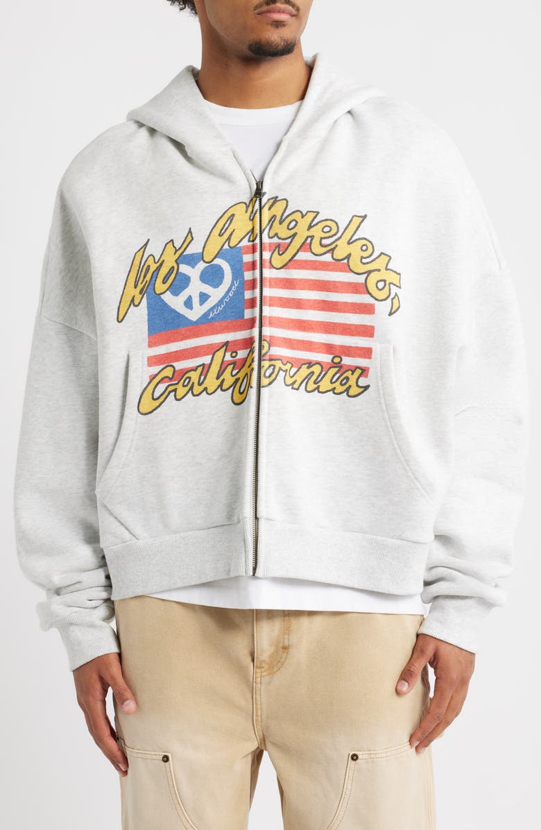 Elwood Flag Graphic Zip Hoodie, Alternate, color, Ash Grey