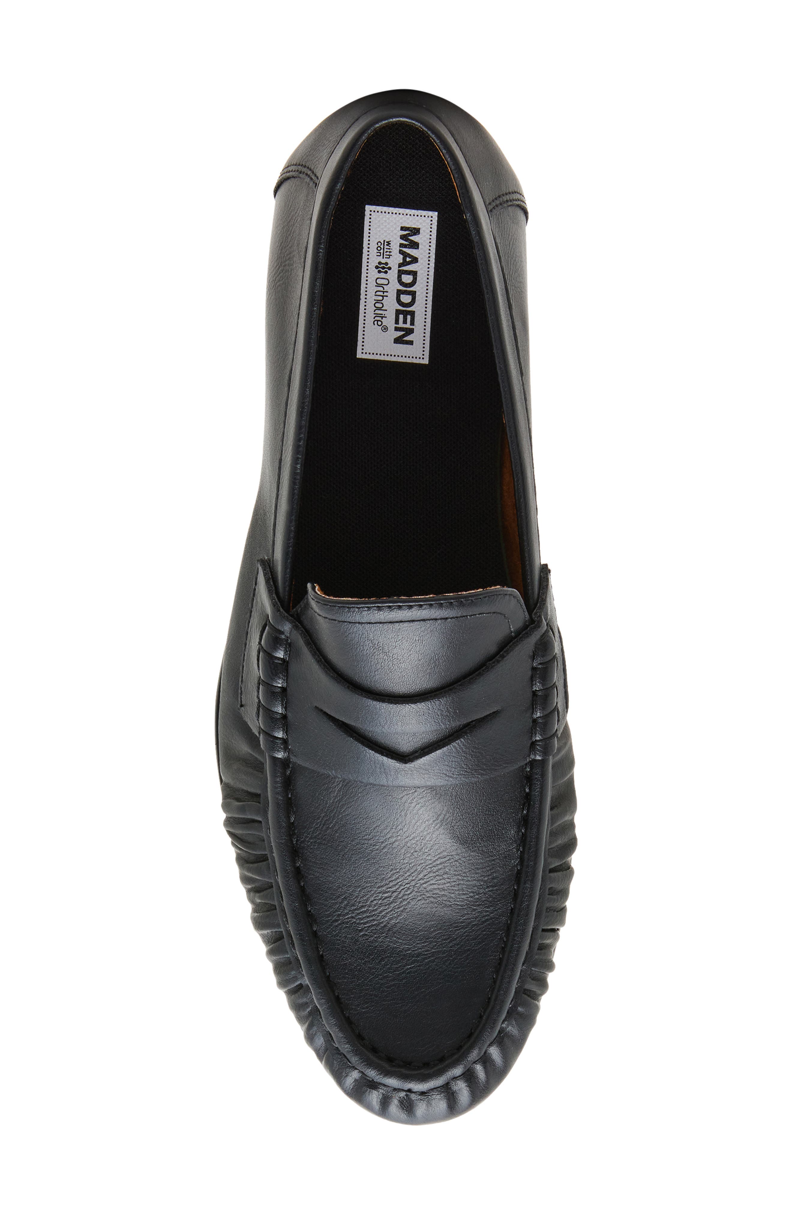 Blaise Faux Leather Penny Loafer, Alternate, color, BLACK