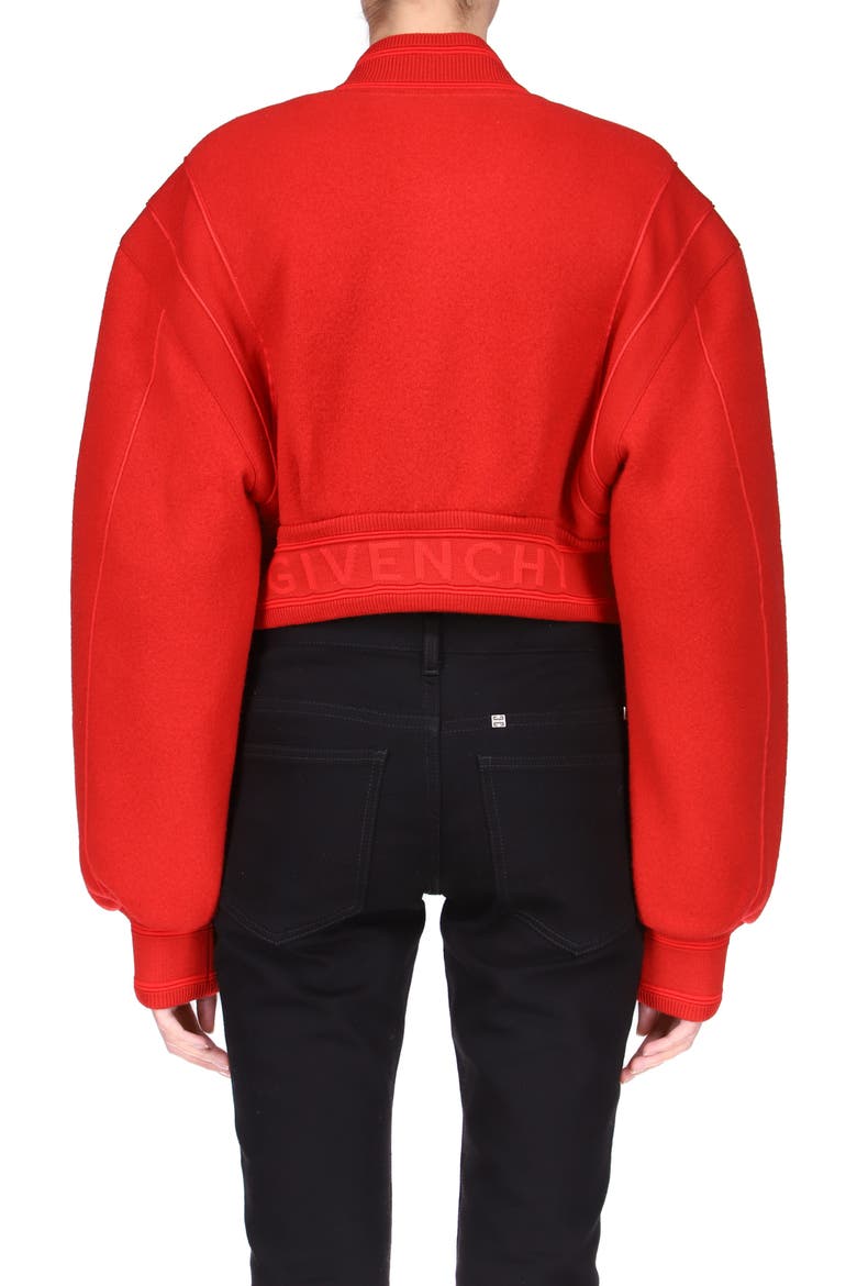 Varsity Wool Knit Crop Jacket, Alternate, color, RED
