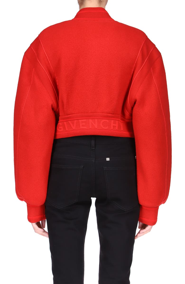 Givenchy Varsity Wool Knit Crop Jacket, Alternate, color, 