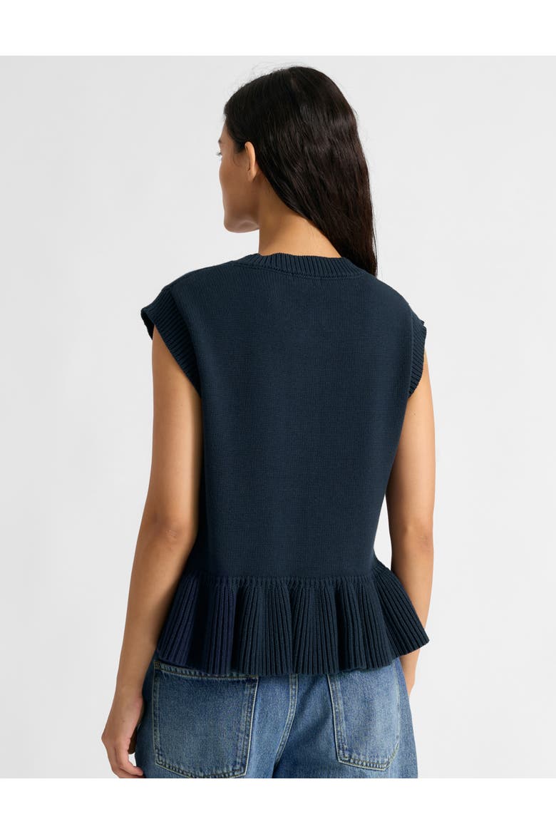 Peplum Knitted Button Tank Top, Alternate, color, Navy