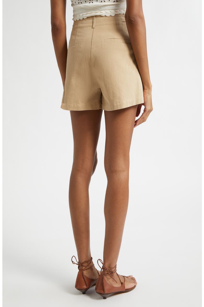Kira Pleated Cotton Shorts, Alternate, color, SAHARA