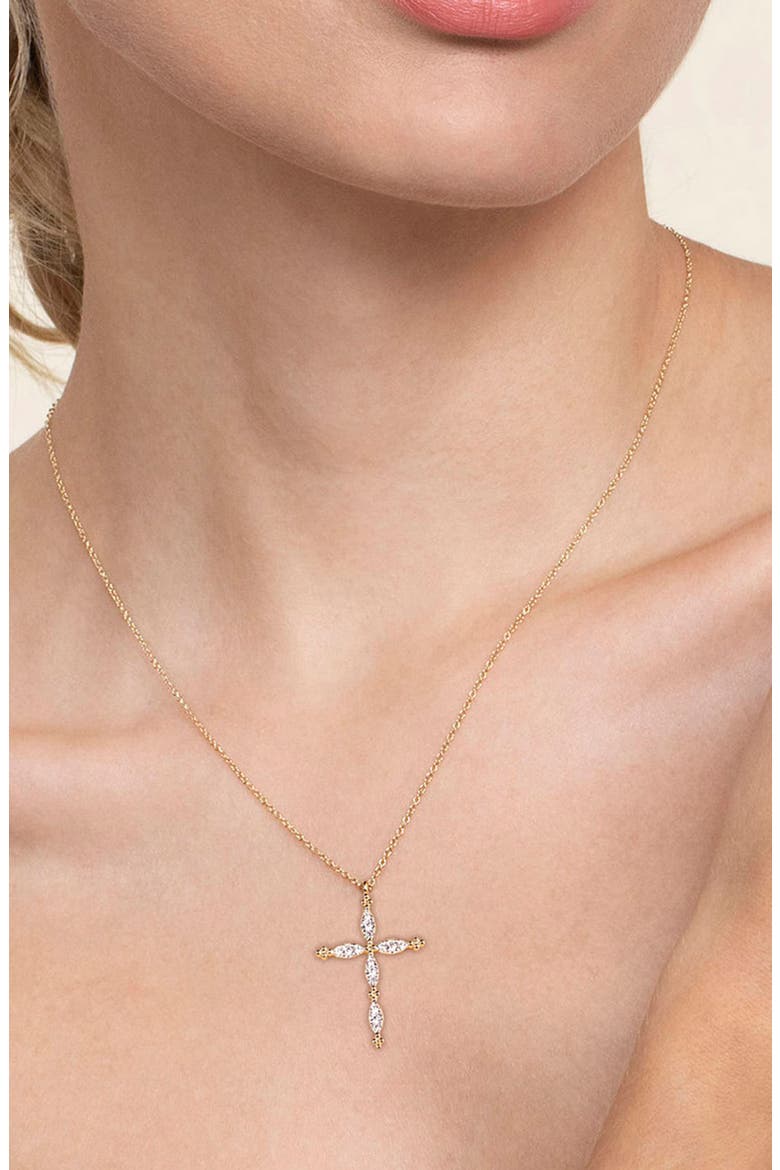 Bujukan Diamond Cross Pendant Necklace, Alternate, color, GOLD