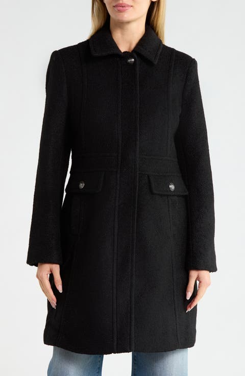 Inset Waist Bouclé Coat