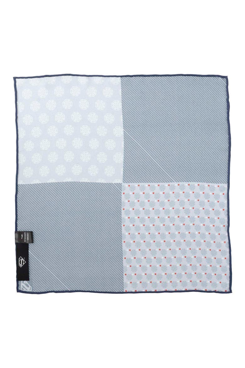 Superman Motif Silk Pocket Square, Alternate, color, BLUE