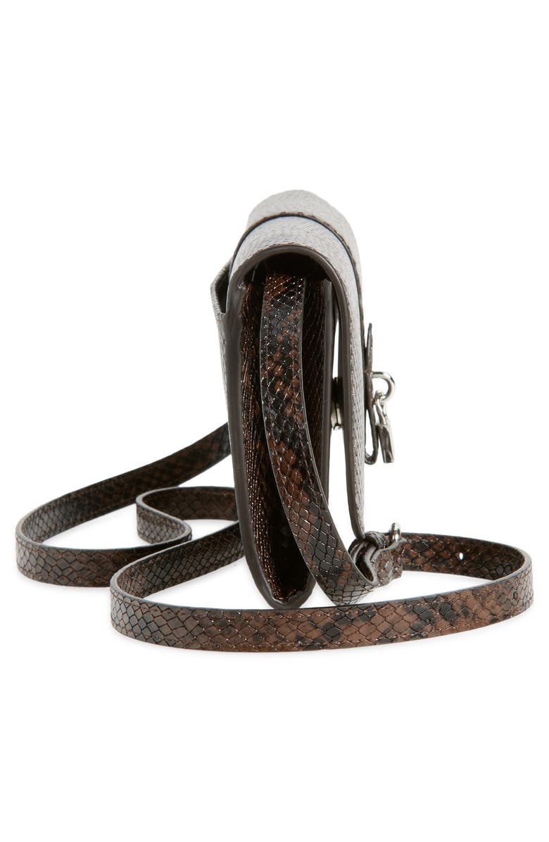 Stella McCartney Ryder Faux Snakeskin Crossbody Clutch, Alternate, color, Espresso