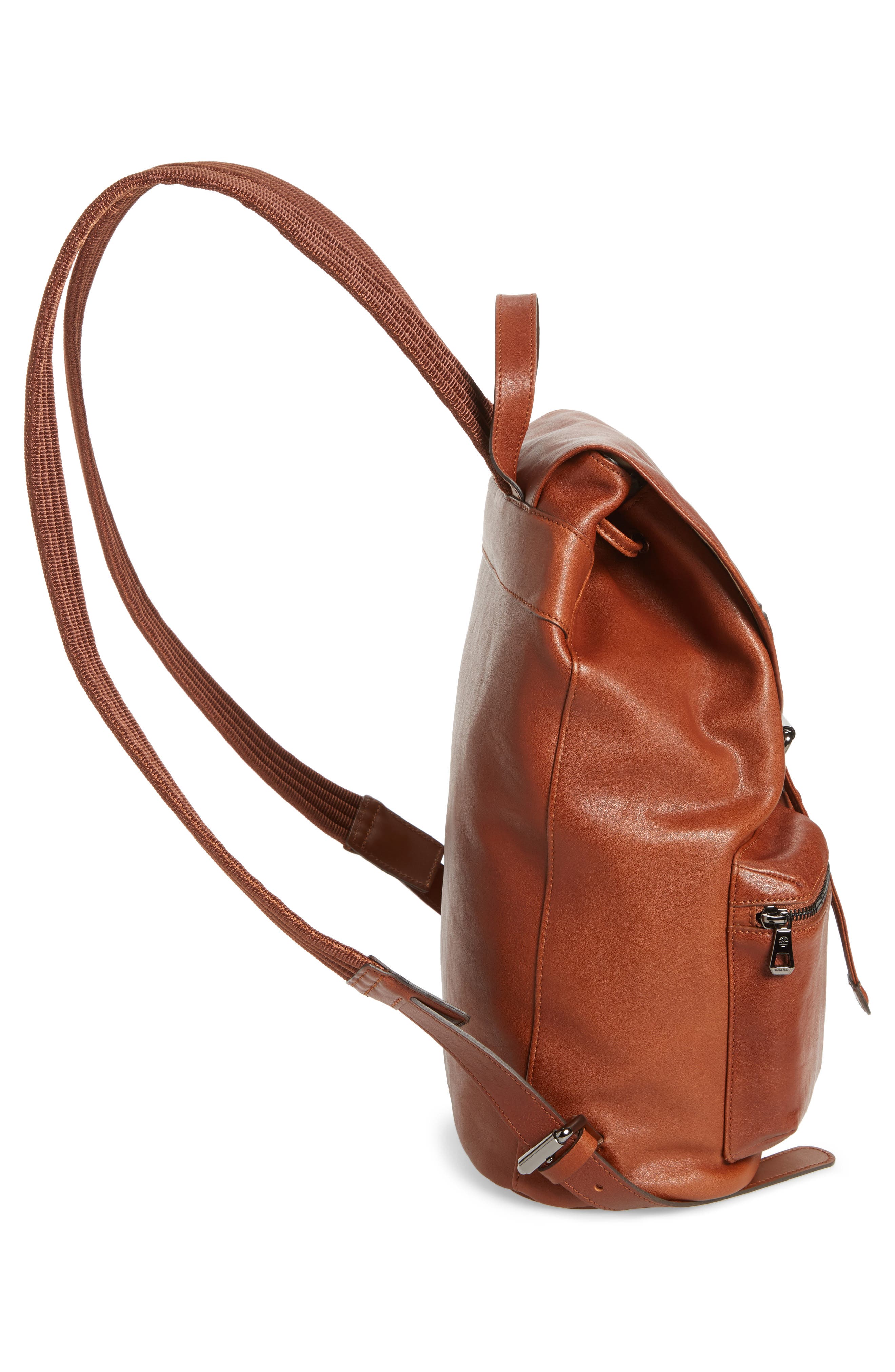 Longchamp Medium 3D Leather Backpack, Alternate, color, Cognac
