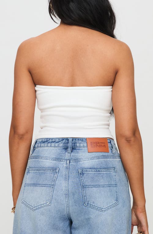 Princess Polly Baseline Strapless Rib Stretch Cotton Top In White