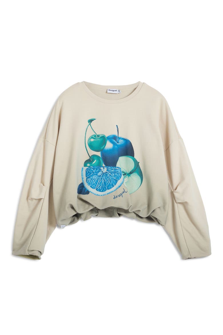 Bubble Hem Crop Graphic Sweatshirt, Alternate, color, GRAY