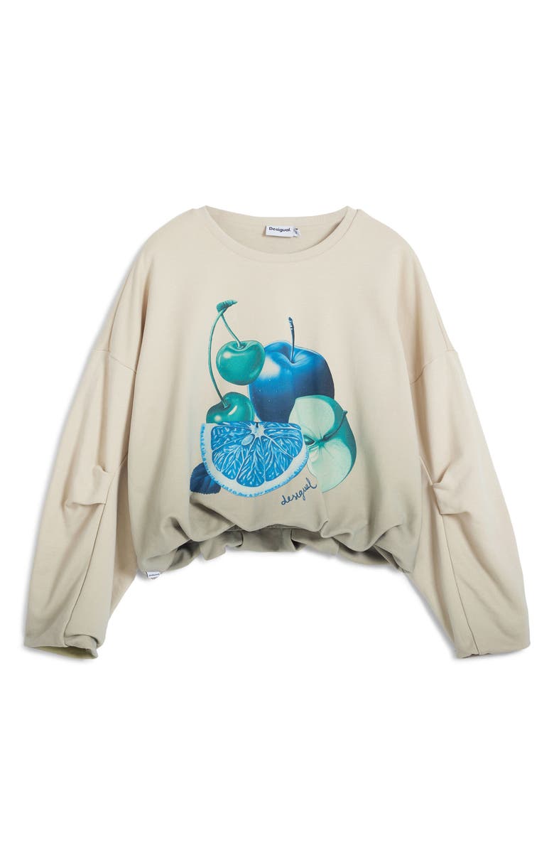 Desigual Bubble Hem Crop Graphic Sweatshirt, Alternate, color,