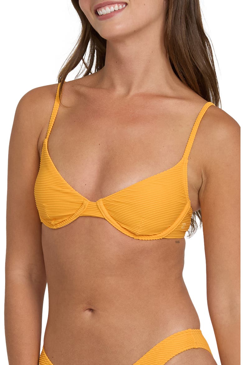 Tanlines Demi Underwire Rib Bikini Top, Alternate, color, SUN KISSED