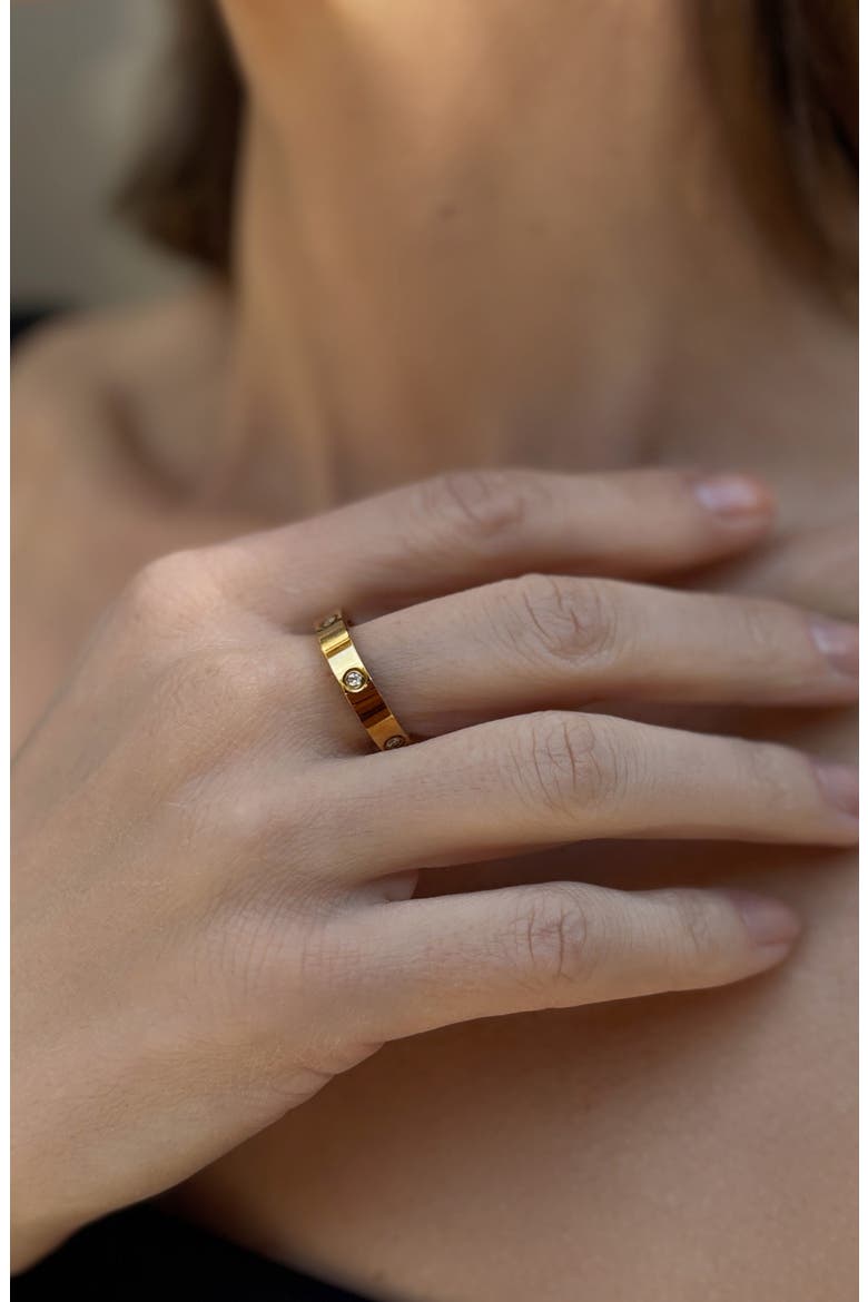 Cubic Zirconia Band Ring, Alternate, color, GOLD