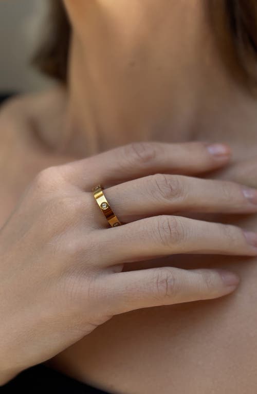 Adornia Tarnish Resistant 18k Gold Plated Pave Eternity Band Ring In Gold