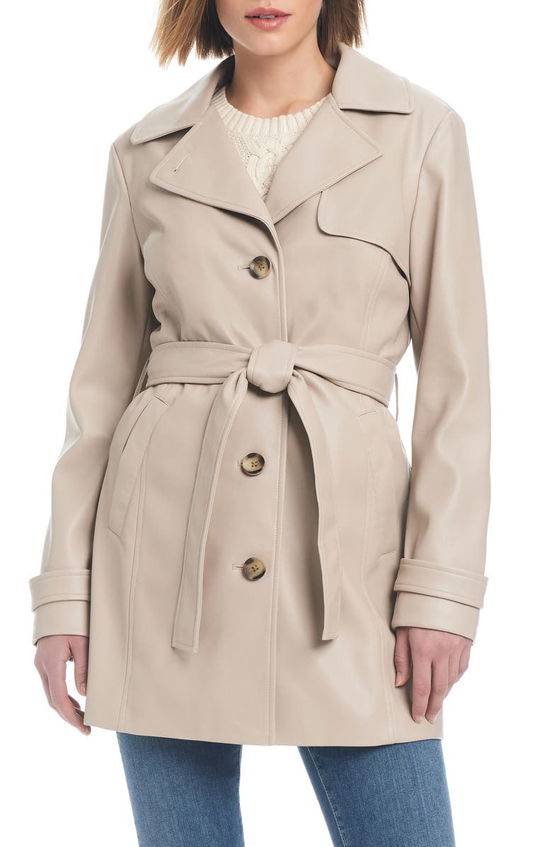 Sanctuary Faux Leather Trench Coat, Main, color,