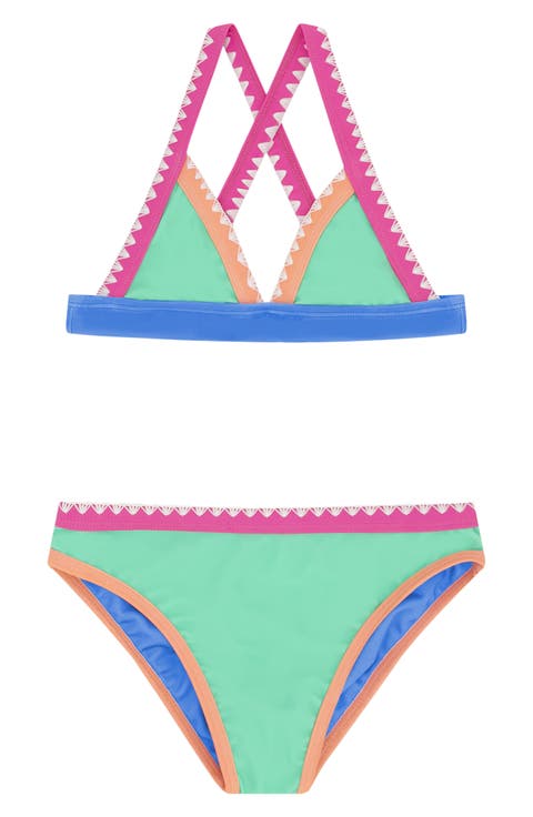 Kids' Coastline Whipstitch Trim UPF 50+ Two-Piece Swimsuit (Toddler, Little Kid & Big Kid)