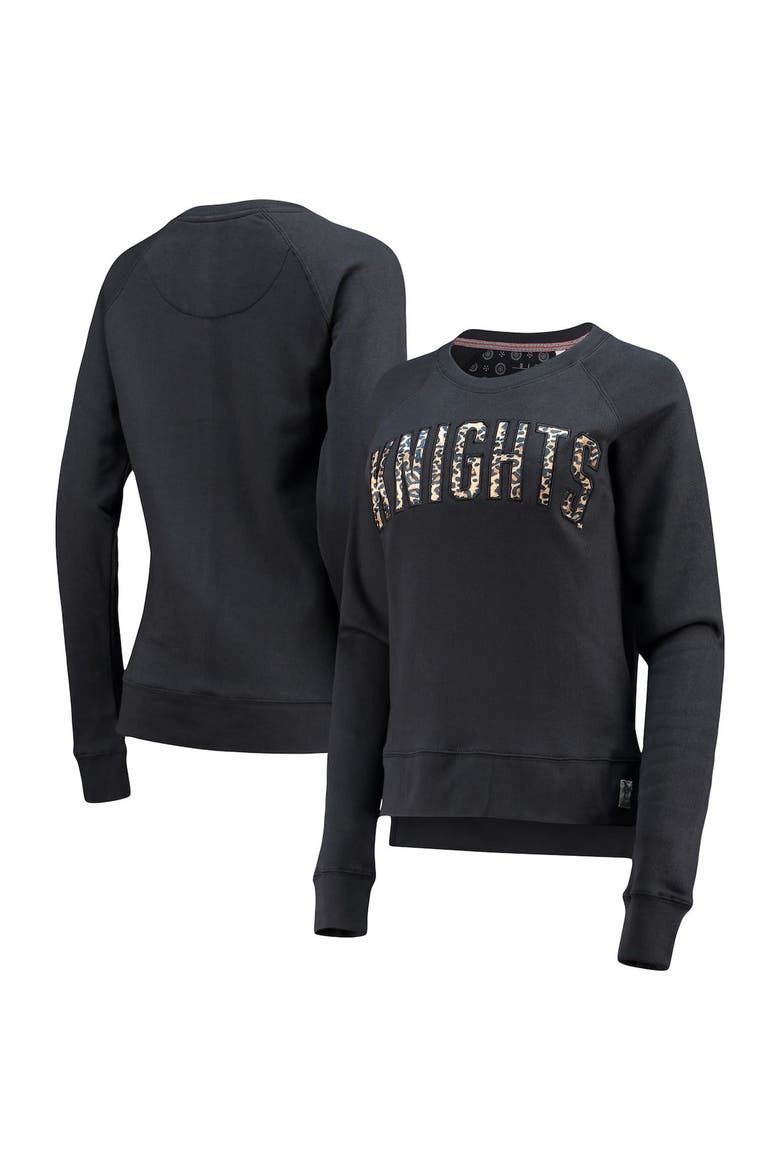 Women's Pressbox Black UCF Knights Dallas Animal Print Raglan Pullover Sweatshirt, Main, color, Black
