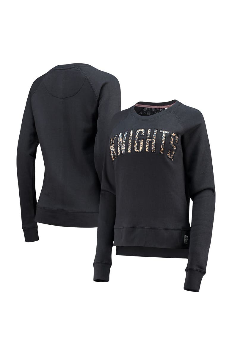 PRESSBOX Women's Pressbox Black UCF Knights Dallas Animal Print Raglan Pullover Sweatshirt, Main, color,