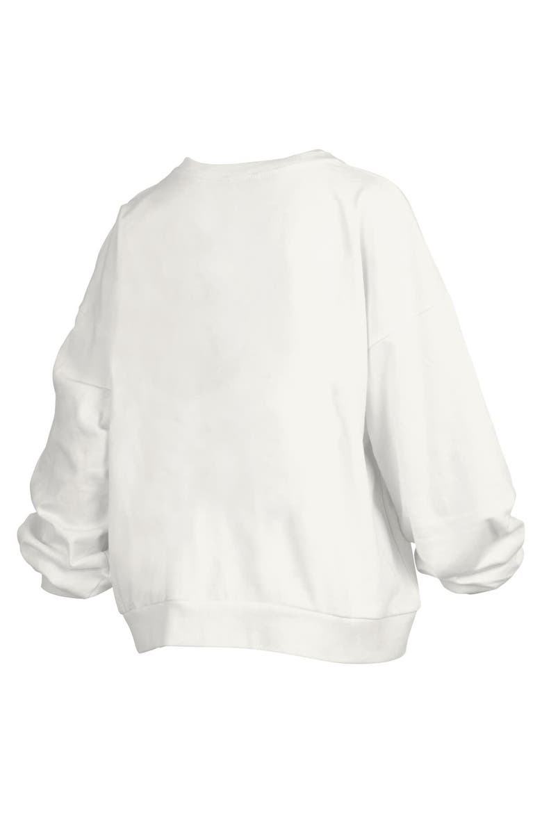 Women's Pressbox White Maryland Terrapins Janice Retro Logo Oversized Pullover Sweatshirt, Alternate, color, White
