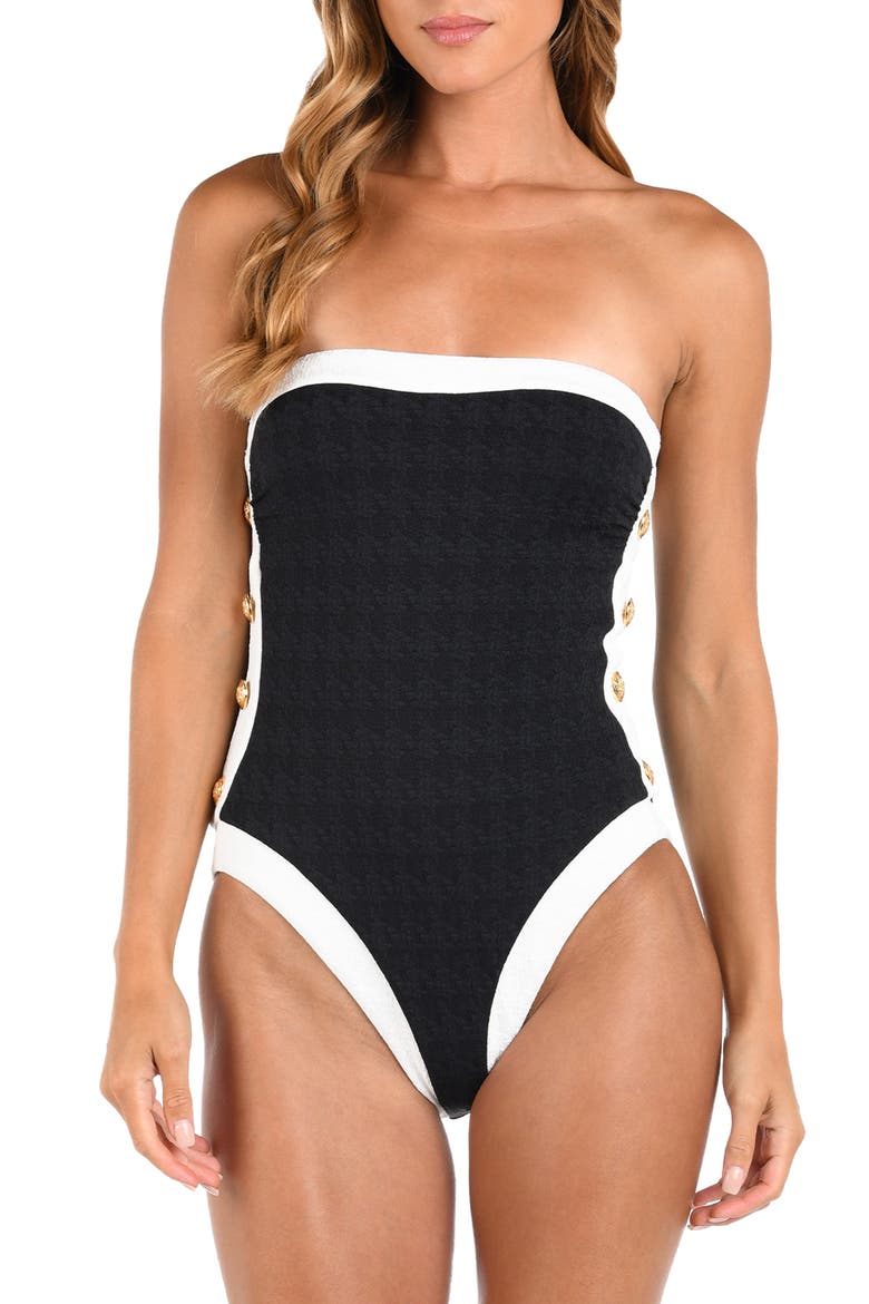 Tory Colorblock One-Piece Swimsuit, Main, color, BLACK