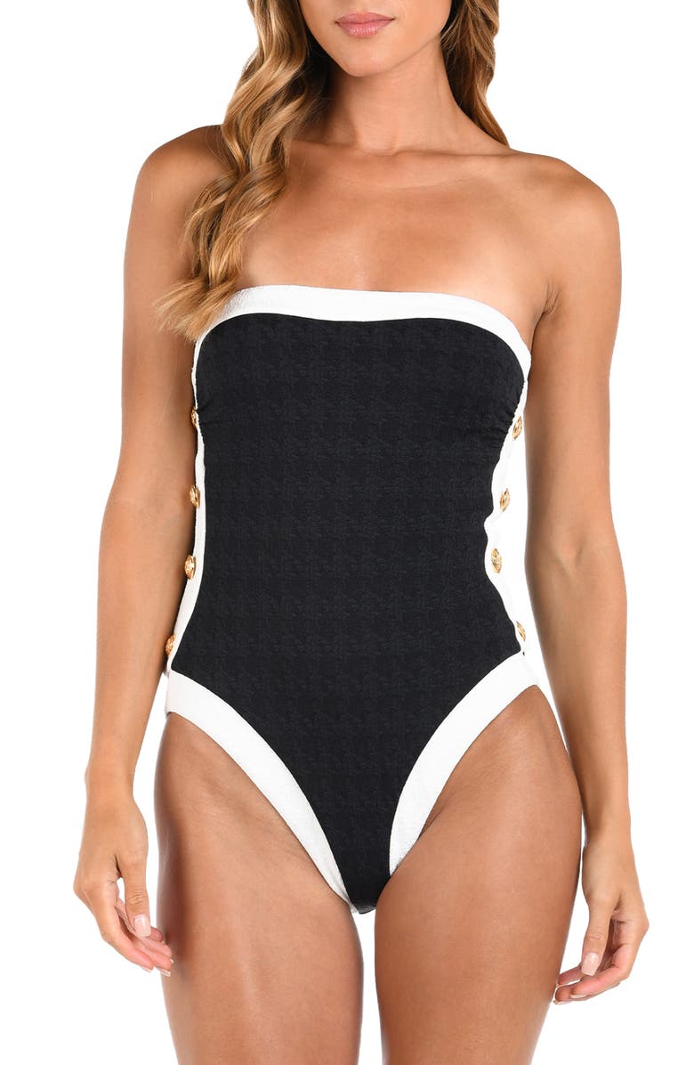 L'AGENCE Tory Colorblock One-Piece Swimsuit, Main, color, Black