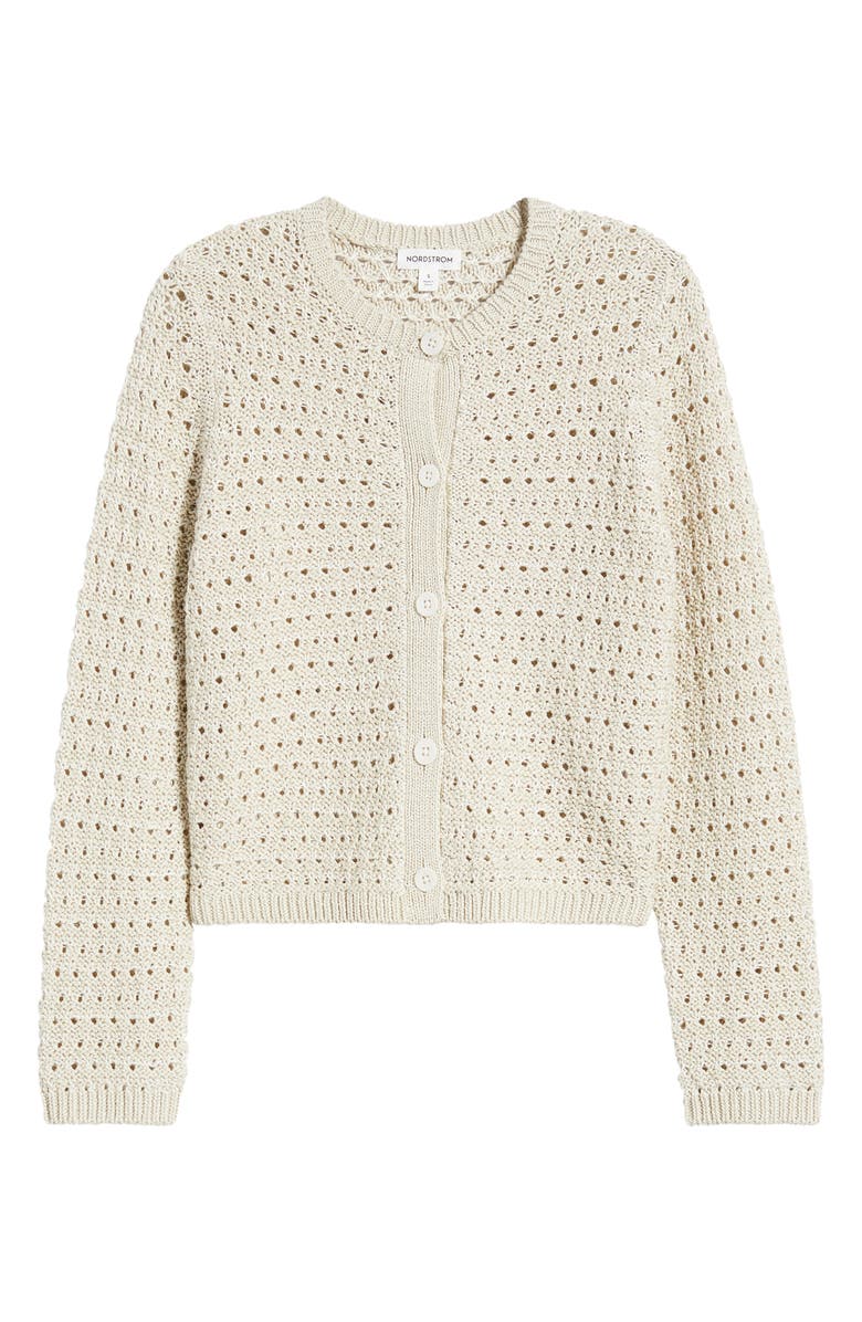 Nordstrom Crochet Cotton & Linen Blend Cardigan, Alternate, color, Beige/ Ivory Tofu Crochet