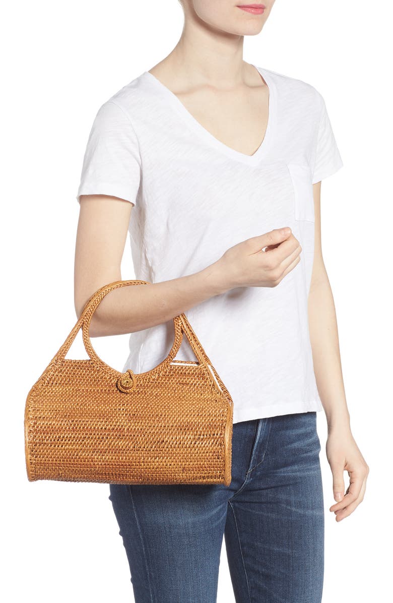Street Level Woven Rattan Handbag, Alternate, color,