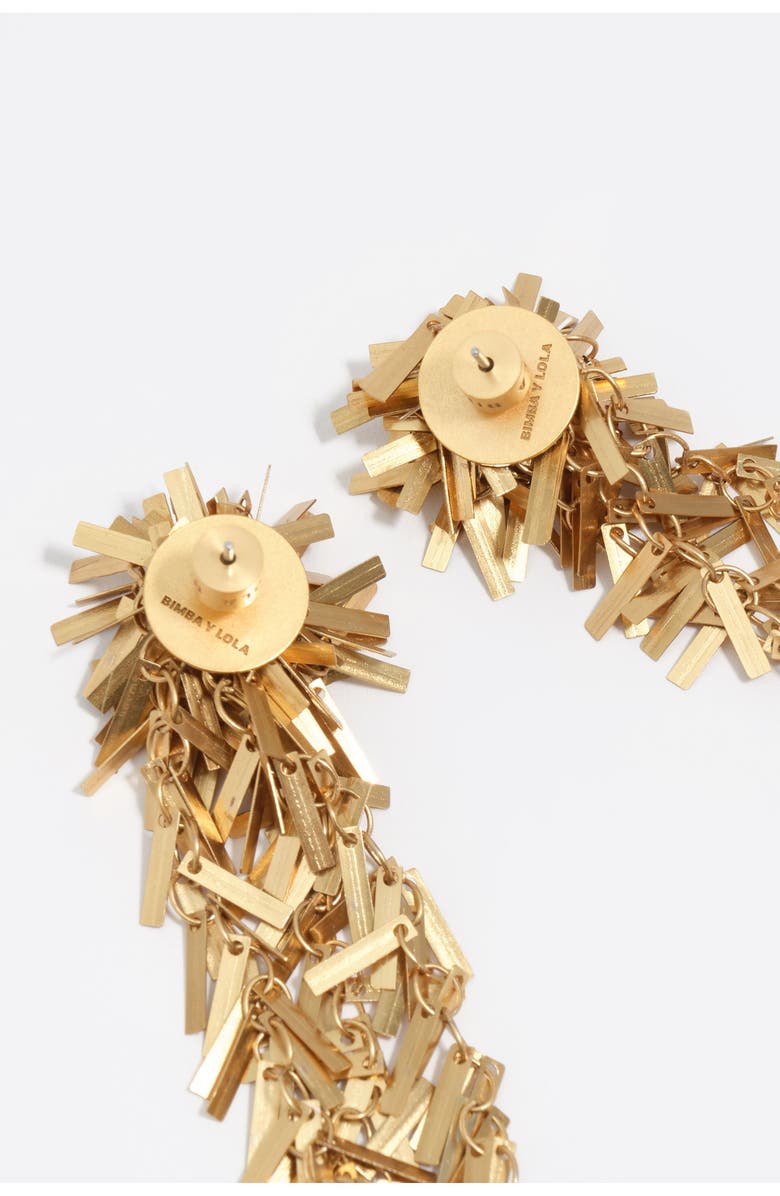 Bimba y Lola Aged Chain Earrings With Fringe, Alternate, color, Gold
