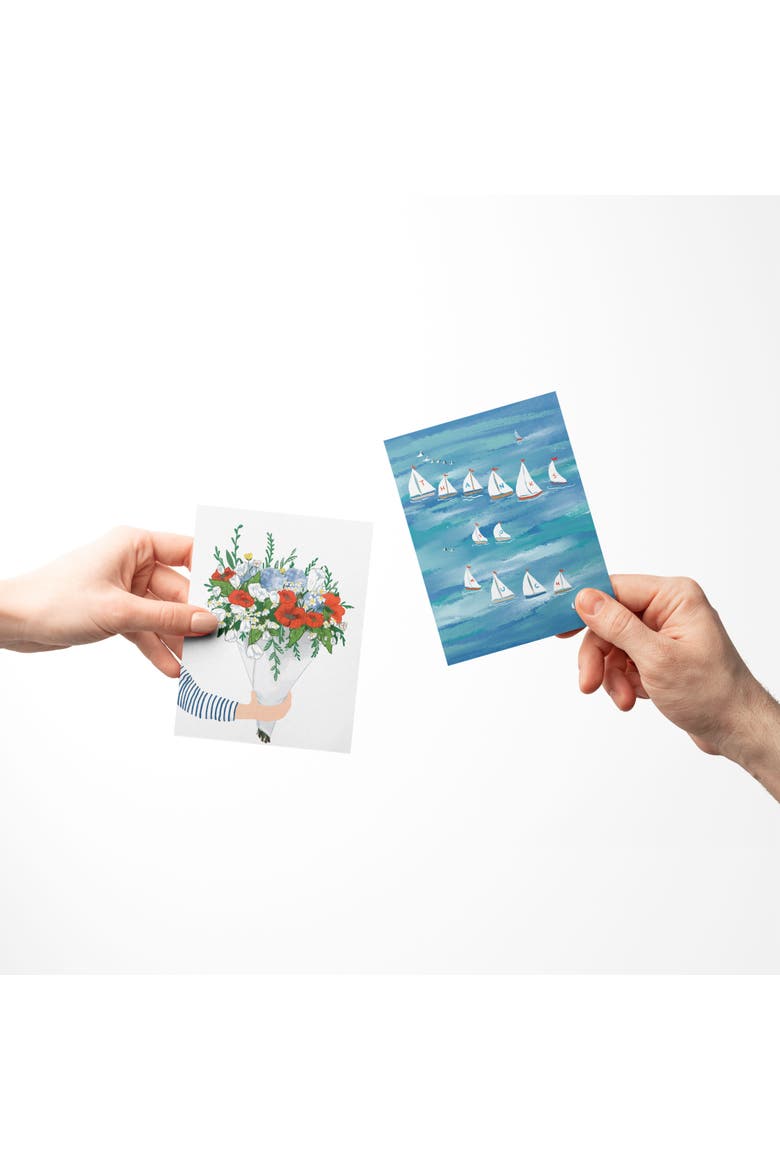 Everyday Greeting Card Pack Sets (3 ct, Assorted) Regatta Thanks, Summer Bouquet, Salty Town Thanks, Alternate, color, Multi-Pack