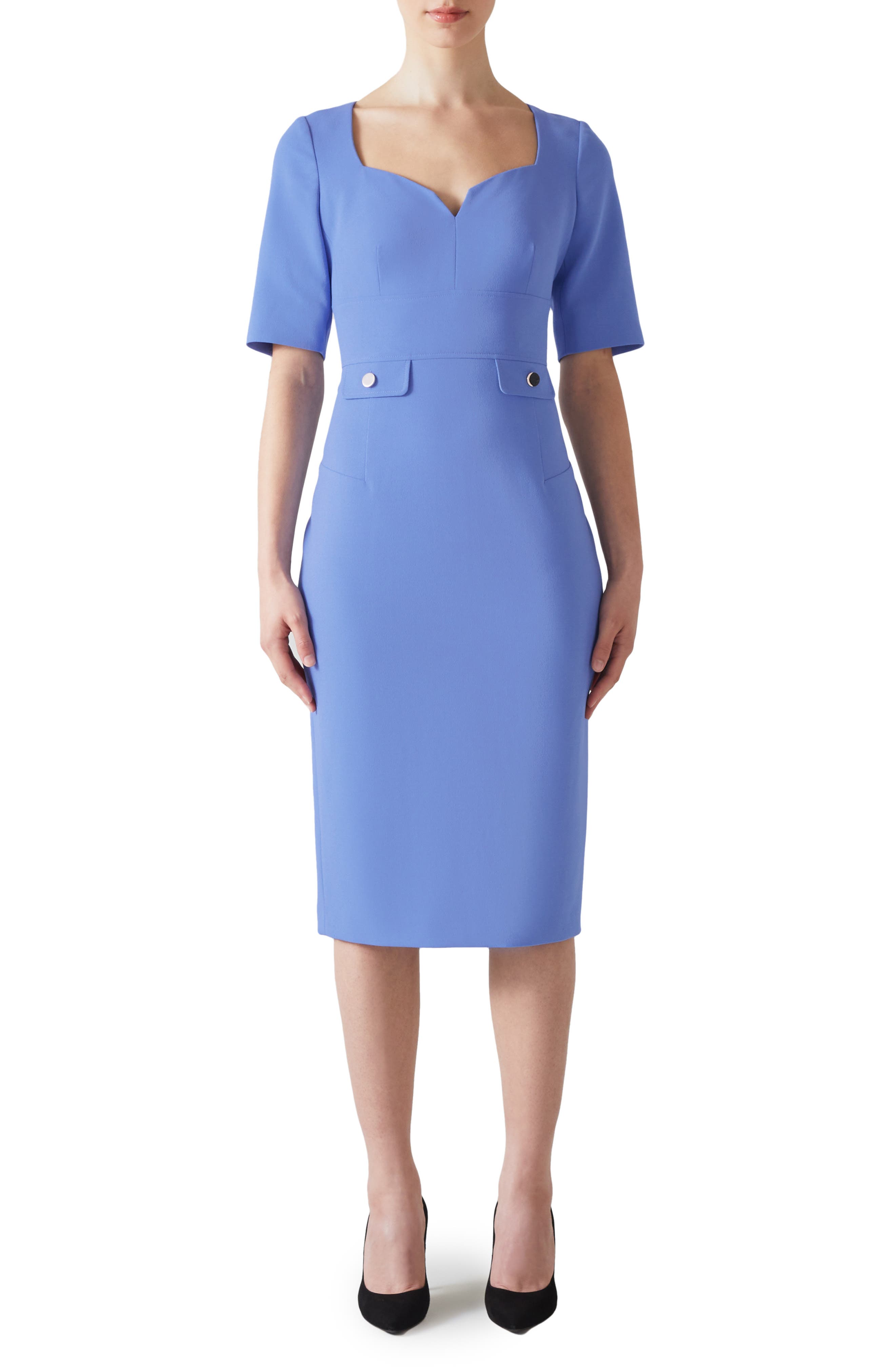 LK Bennett Diana Short Sleeve Midi Sheath Dress