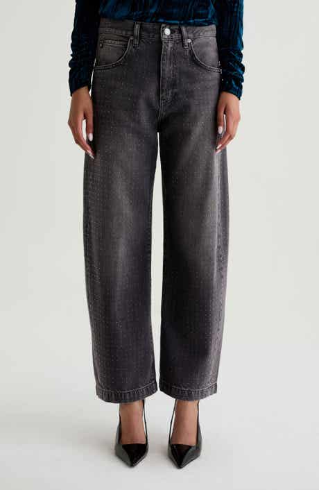AG Hattie Crystal Embellished High Waist Barrel Jeans