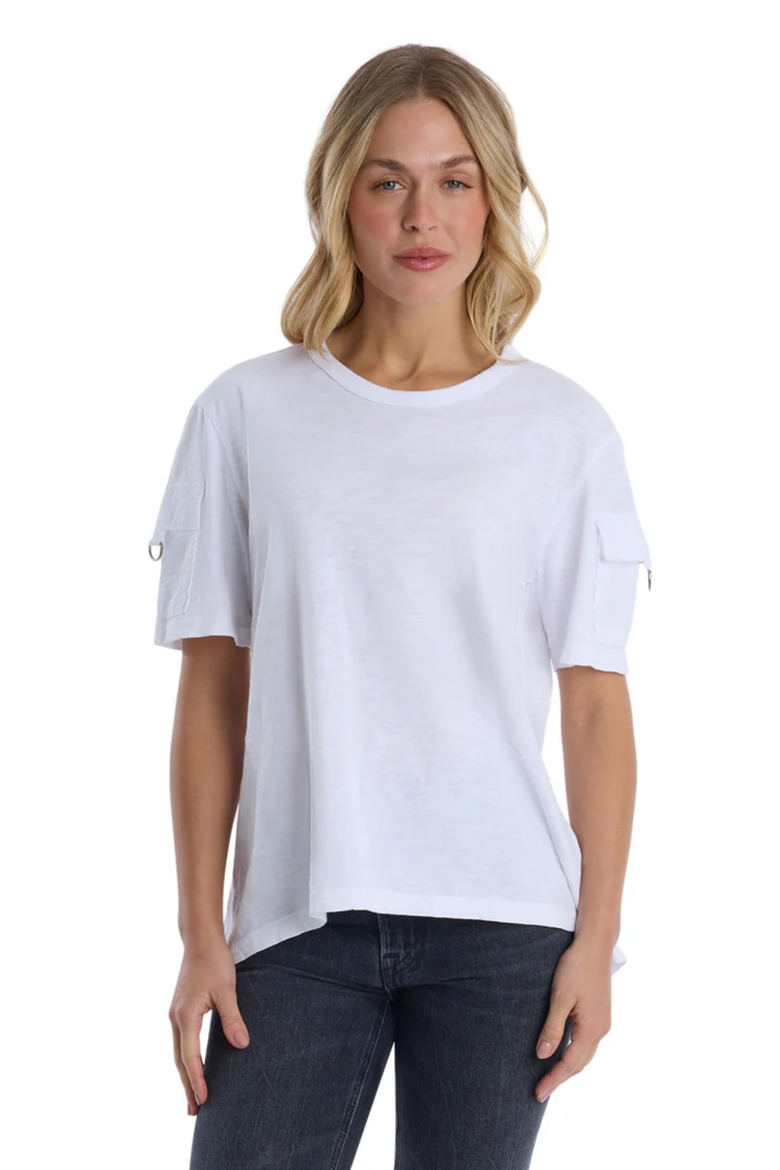Round Neck Short Sleeve Hi-Lo, Alternate, color, White