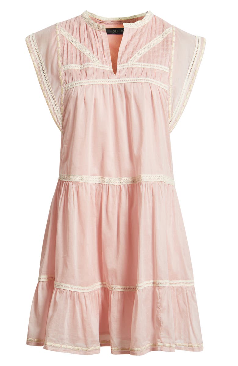 DELUC Onza Lace Trim Cotton Minidress, Alternate, color, Pink