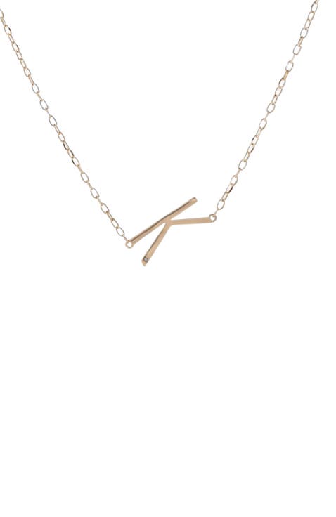 Gold Elongated Initial Pendant Necklace