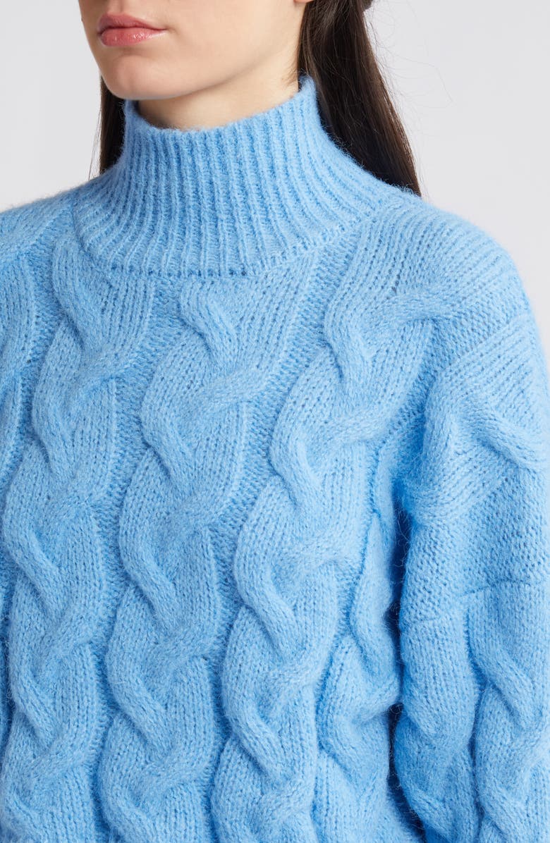 Topshop Turtleneck Crop Cable Sweater, Alternate, color, 