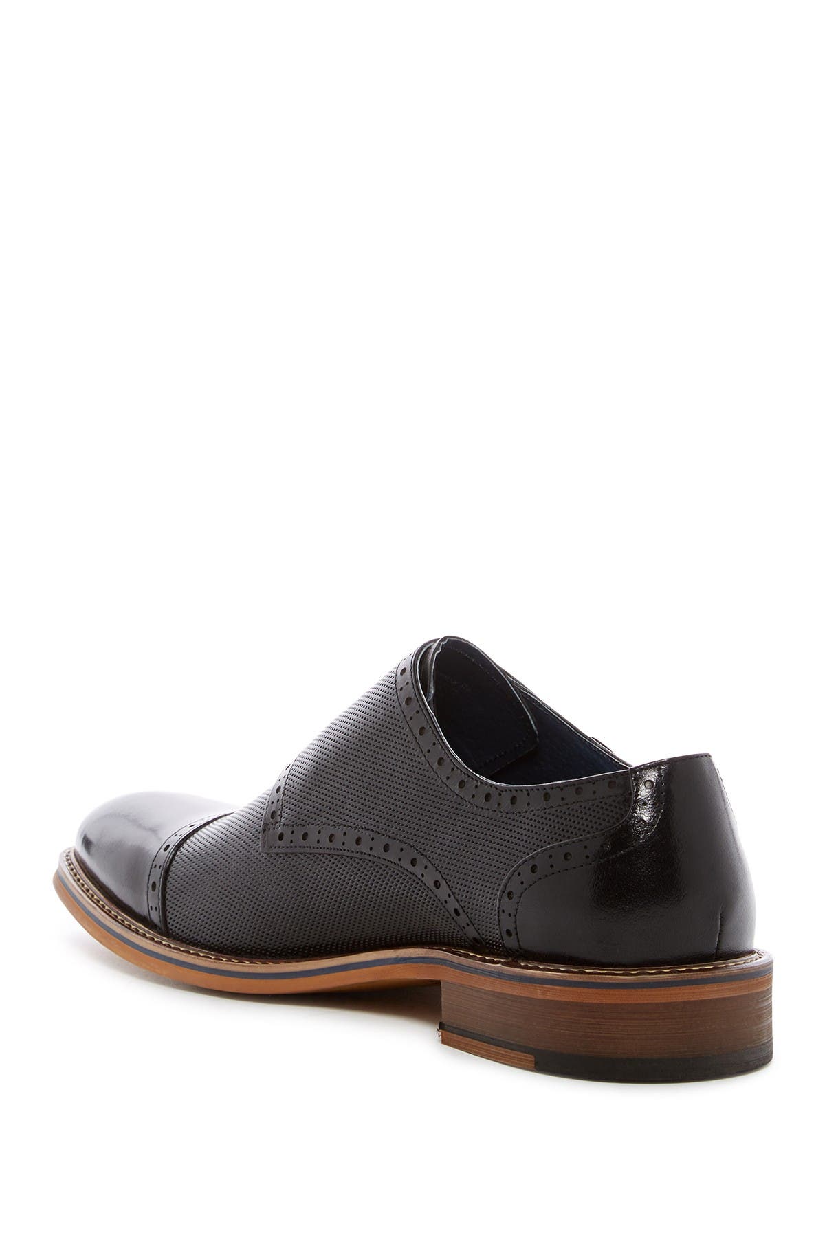 Zorba Double Monk Strap Leather Shoe, Alternate, color, BLACK