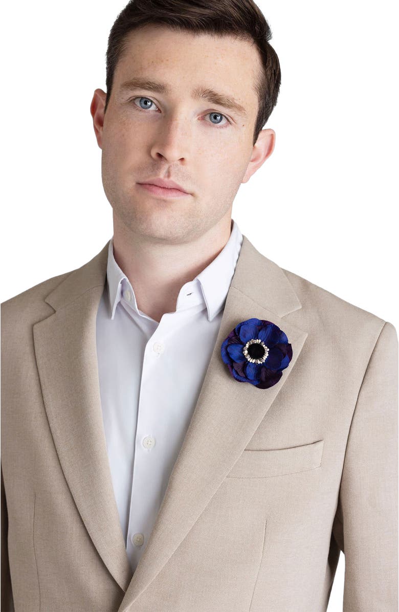 Helena Simon The Indigo Anemone Floral Brooch, Alternate, color, Indigo