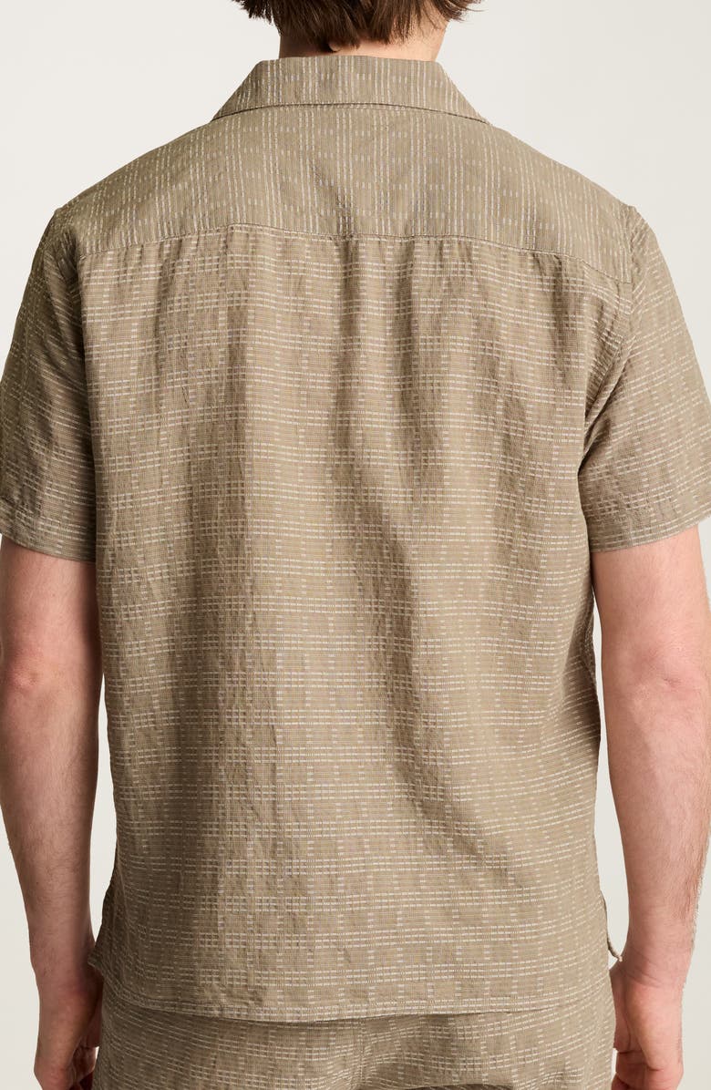 Bonobos Resort Riviera Checkered Cotton & Linen Camp Shirt, Alternate, color, Powell Stripe Texture Brown