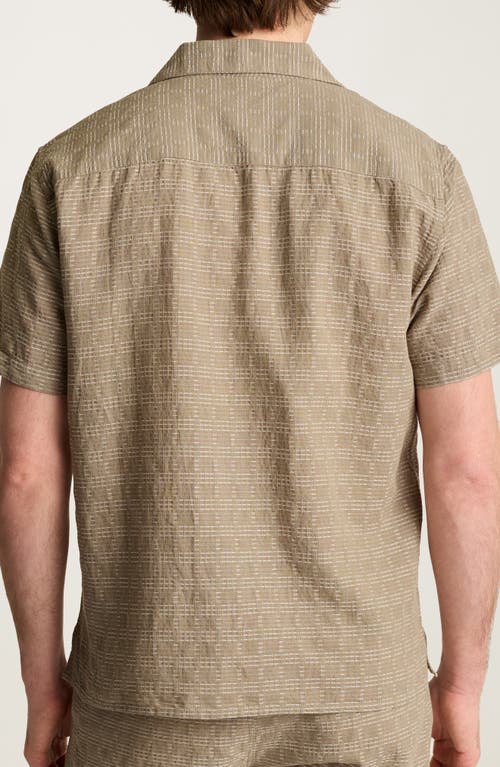 Bonobos Resort Riviera Checkered Cotton & Linen Camp Shirt In Powell Stripe Texture Brown