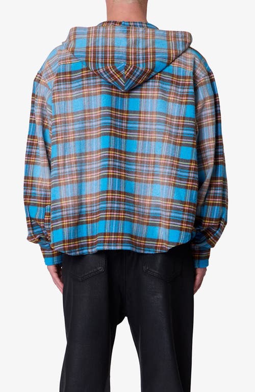 Mnml Faded Hooded Flannel Shirt In Blue