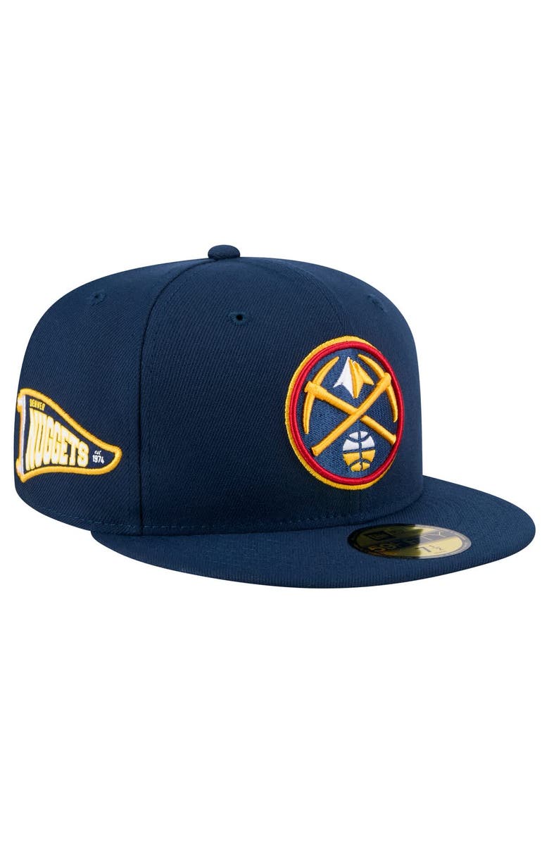 New Era Men's New Era Navy Denver Nuggets Throwback Pennant 59FIFTY Fitted Hat, Main, color, 